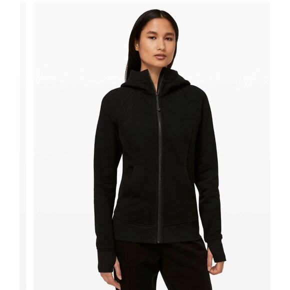 Lululemon Scuba Hoodie Light Cotton Fleece Black Zip Up Jacket Size 12 - Picture 8 of 8